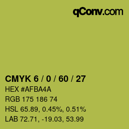 カラーコード: CMYK 6 / 0 / 60 / 27 | qconv.com