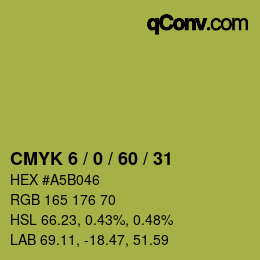 カラーコード: CMYK 6 / 0 / 60 / 31 | qconv.com