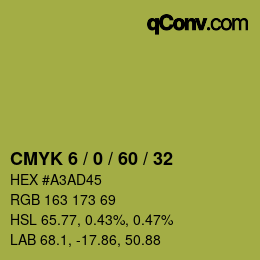 カラーコード: CMYK 6 / 0 / 60 / 32 | qconv.com