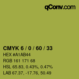 カラーコード: CMYK 6 / 0 / 60 / 33 | qconv.com