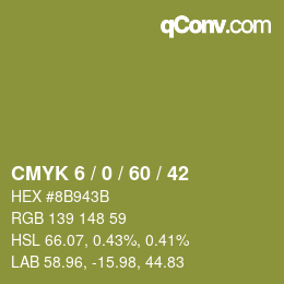 カラーコード: CMYK 6 / 0 / 60 / 42 | qconv.com