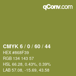 Color code: CMYK 6 / 0 / 60 / 44 | qconv.com