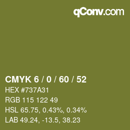 カラーコード: CMYK 6 / 0 / 60 / 52 | qconv.com