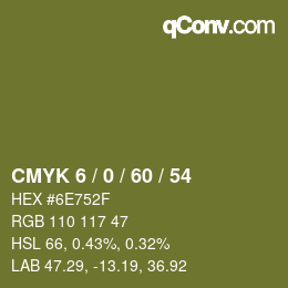 颜色代码: CMYK 6 / 0 / 60 / 54 | qconv.com