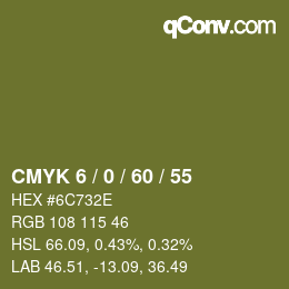 颜色代码: CMYK 6 / 0 / 60 / 55 | qconv.com