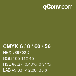 颜色代码: CMYK 6 / 0 / 60 / 56 | qconv.com