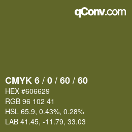 カラーコード: CMYK 6 / 0 / 60 / 60 | qconv.com