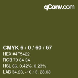 カラーコード: CMYK 6 / 0 / 60 / 67 | qconv.com