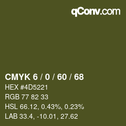 カラーコード: CMYK 6 / 0 / 60 / 68 | qconv.com