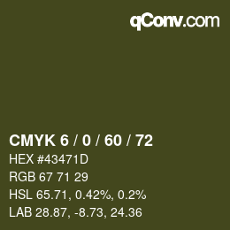 カラーコード: CMYK 6 / 0 / 60 / 72 | qconv.com