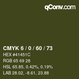 カラーコード: CMYK 6 / 0 / 60 / 73 | qconv.com