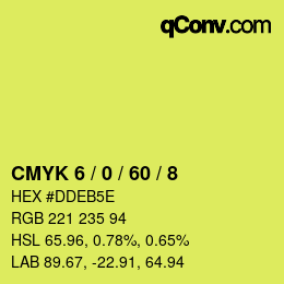 Farbcode: CMYK 6 / 0 / 60 / 8 | qconv.com