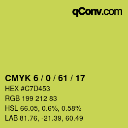 カラーコード: CMYK 6 / 0 / 61 / 17 | qconv.com