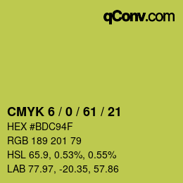 カラーコード: CMYK 6 / 0 / 61 / 21 | qconv.com
