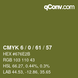 颜色代码: CMYK 6 / 0 / 61 / 57 | qconv.com