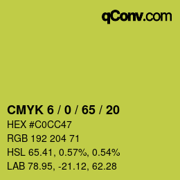 Farbcode: CMYK 6 / 0 / 65 / 20 | qconv.com