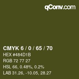 カラーコード: CMYK 6 / 0 / 65 / 70 | qconv.com