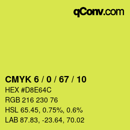颜色代码: CMYK 6 / 0 / 67 / 10 | qconv.com