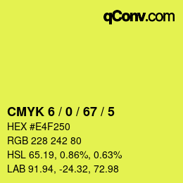 Color code: CMYK 6 / 0 / 67 / 5 | qconv.com