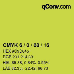 カラーコード: CMYK 6 / 0 / 68 / 16 | qconv.com
