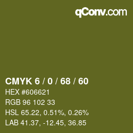 颜色代码: CMYK 6 / 0 / 68 / 60 | qconv.com