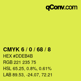 カラーコード: CMYK 6 / 0 / 68 / 8 | qconv.com