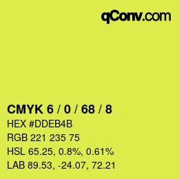 Color code: CMYK 6 / 0 / 68 / 8 | qconv.com