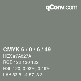 カラーコード: CMYK 6 / 0 / 6 / 49 | qconv.com