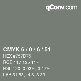 Color code: CMYK 6 / 0 / 6 / 51 | qconv.com