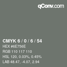 Color code: CMYK 6 / 0 / 6 / 54 | qconv.com