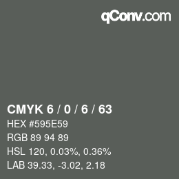Farbcode: CMYK 6 / 0 / 6 / 63 | qconv.com