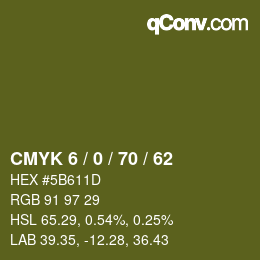 Farbcode: CMYK 6 / 0 / 70 / 62 | qconv.com