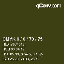 颜色代码: CMYK 6 / 0 / 70 / 75 | qconv.com