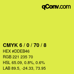 カラーコード: CMYK 6 / 0 / 70 / 8 | qconv.com