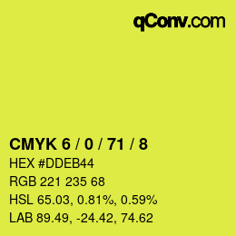 颜色代码: CMYK 6 / 0 / 71 / 8 | qconv.com