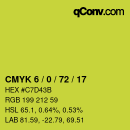 Farbcode: CMYK 6 / 0 / 72 / 17 | qconv.com