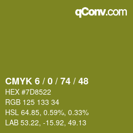カラーコード: CMYK 6 / 0 / 74 / 48 | qconv.com