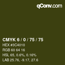 カラーコード: CMYK 6 / 0 / 75 / 75 | qconv.com