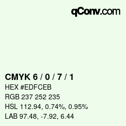 颜色代码: CMYK 6 / 0 / 7 / 1 | qconv.com