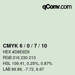 カラーコード: CMYK 6 / 0 / 7 / 10 | qconv.com