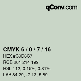 カラーコード: CMYK 6 / 0 / 7 / 16 | qconv.com