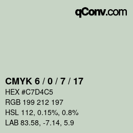 カラーコード: CMYK 6 / 0 / 7 / 17 | qconv.com