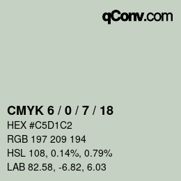 カラーコード: CMYK 6 / 0 / 7 / 18 | qconv.com