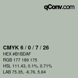 Color code: CMYK 6 / 0 / 7 / 26 | qconv.com