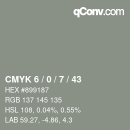 Color code: CMYK 6 / 0 / 7 / 43 | qconv.com