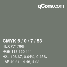 カラーコード: CMYK 6 / 0 / 7 / 53 | qconv.com