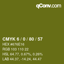カラーコード: CMYK 6 / 0 / 80 / 57 | qconv.com
