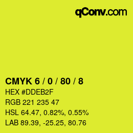 Color code: CMYK 6 / 0 / 80 / 8 | qconv.com