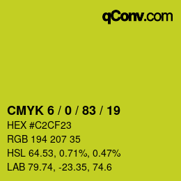 Farbcode: CMYK 6 / 0 / 83 / 19 | qconv.com