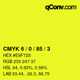 颜色代码: CMYK 6 / 0 / 85 / 3 | qconv.com